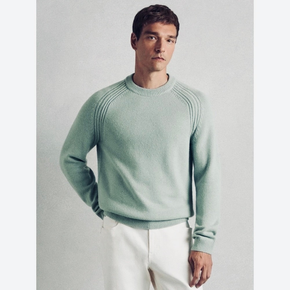 Men's REISS Sage Green Cloud Wool Raglan Sleeve Crew Neck Jumper Sweater Small